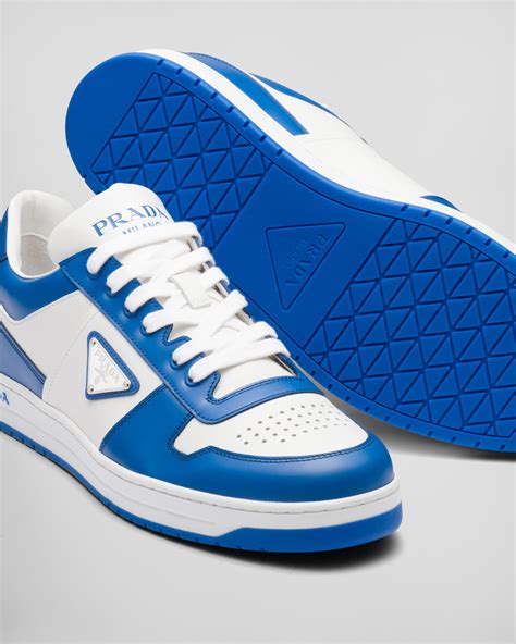 prada downtown blue|White/light Blue Downtown Leather Sneakers .